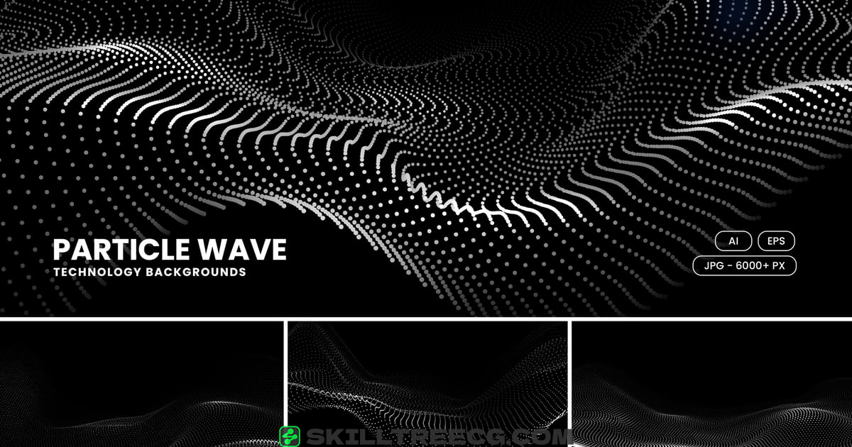 Abstract White Particle Wave on Black Background（627016）-技能树